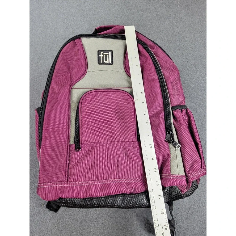 Ful Backpack Pink Gray Laptop Padded Straps School Bag Organizer Pockets‎